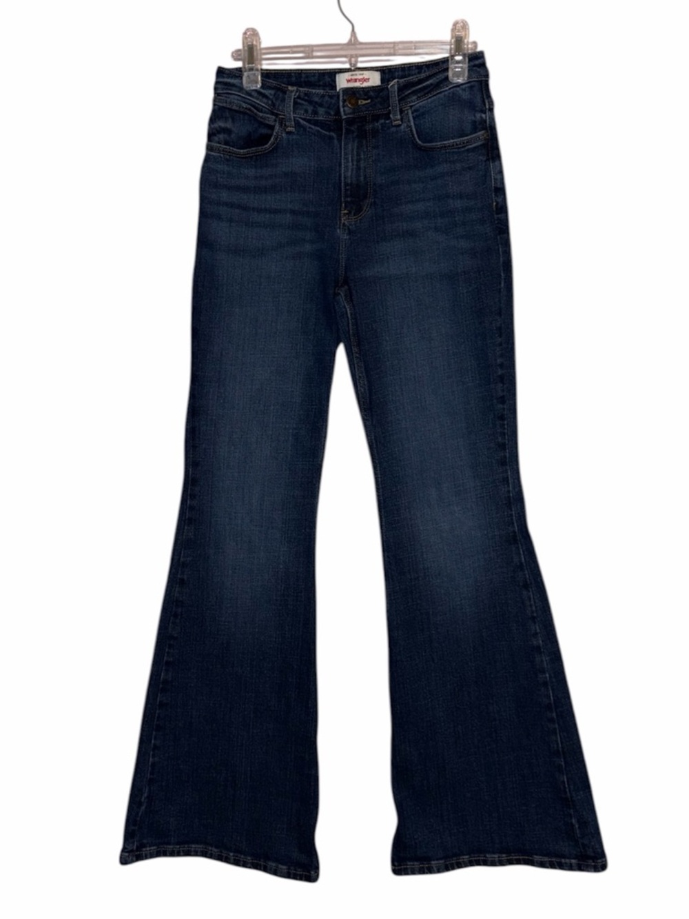 Wrangler High-Rise Deep Indigo Fierce Flare Jeans Size 4 32” inseam EUC - Picture 2 of 7